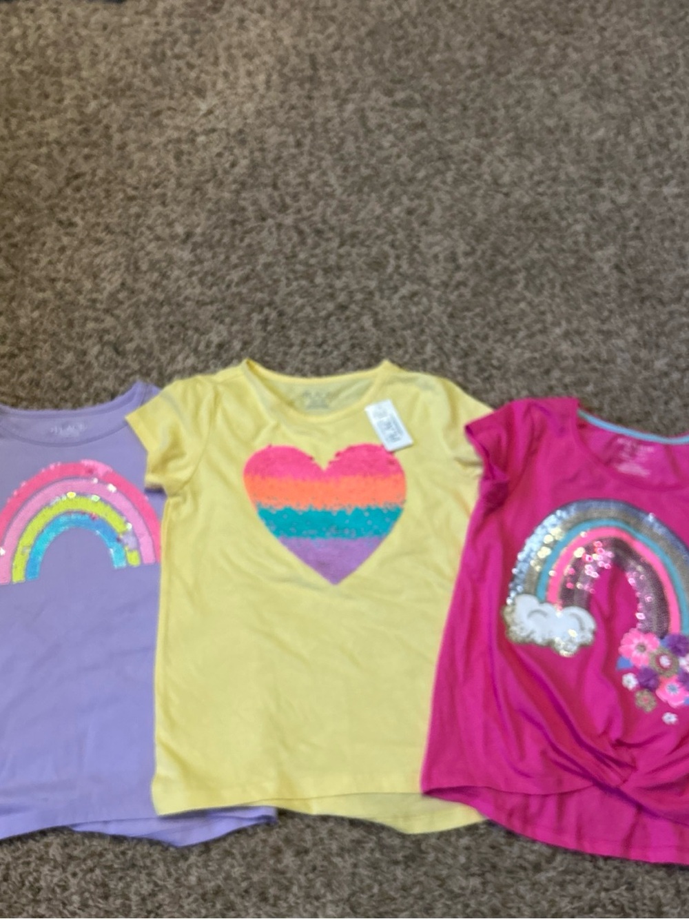 The Children's Place Purple and Yellow Sequin Shirts and Isaac Mizrahi Pink top